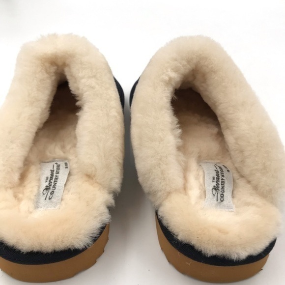 The Vermont Country Store Navy Leather Upper with Australian Shearling Size 10 - Picture 6 of 10